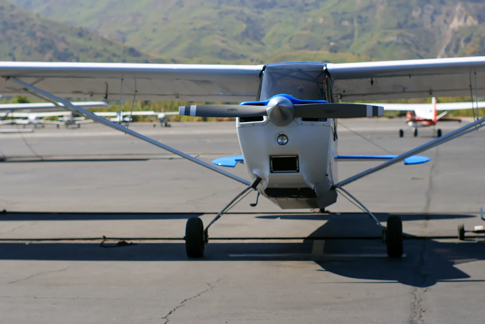 a light aircraft on the apron at a domestic airfield in Sri Lanka