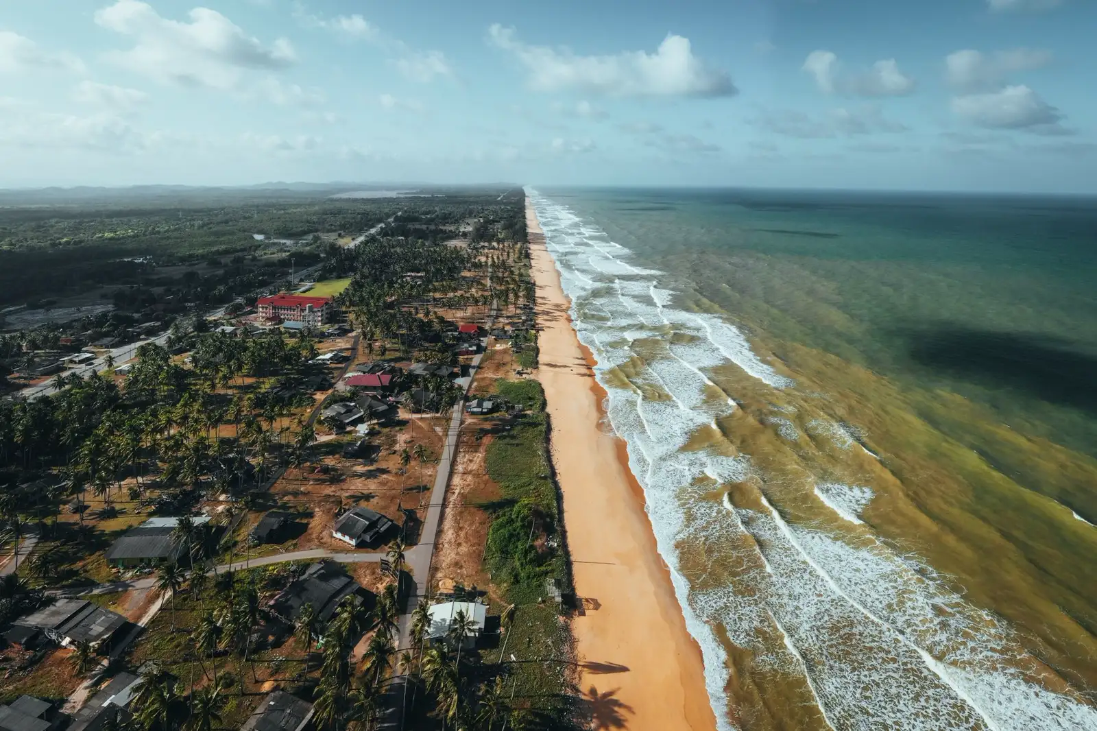 the south coast of Sri Lanka from the air, one of the runs a domestic flight replaces