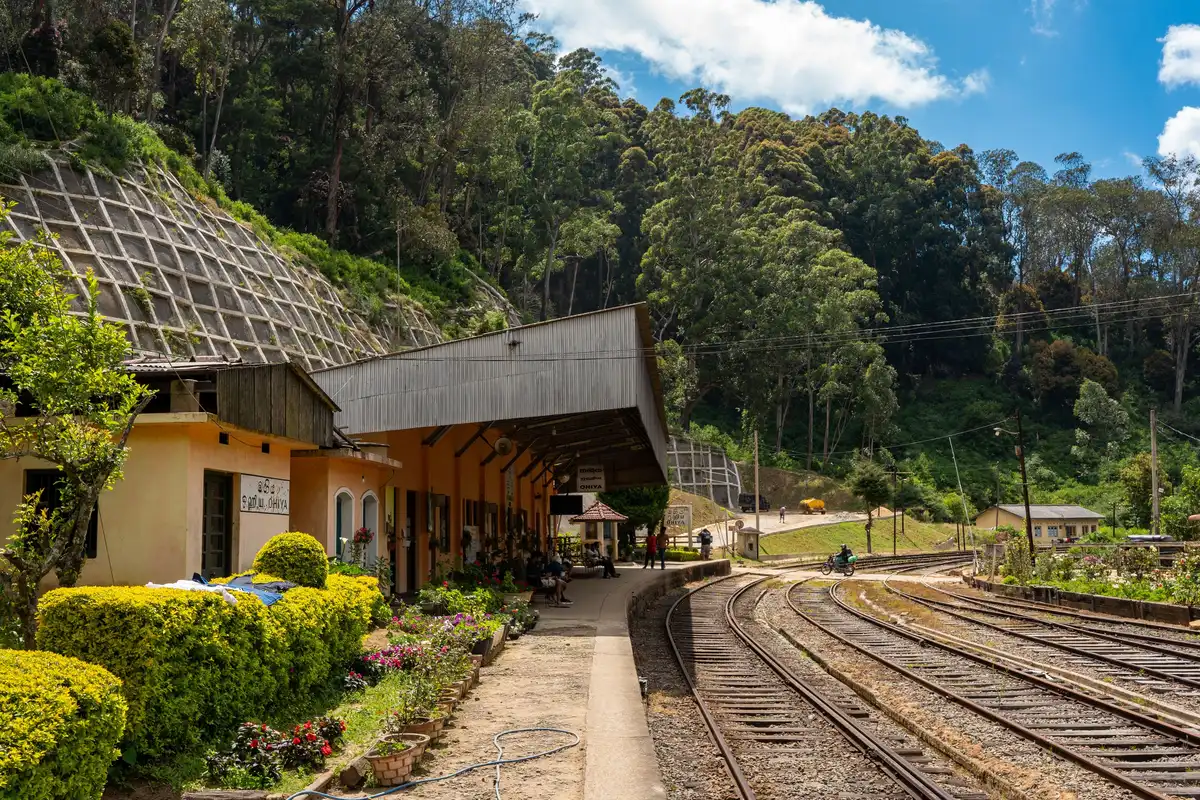 Nanu Oya station, the stop for Nuwara Eliya on the hill country railway line